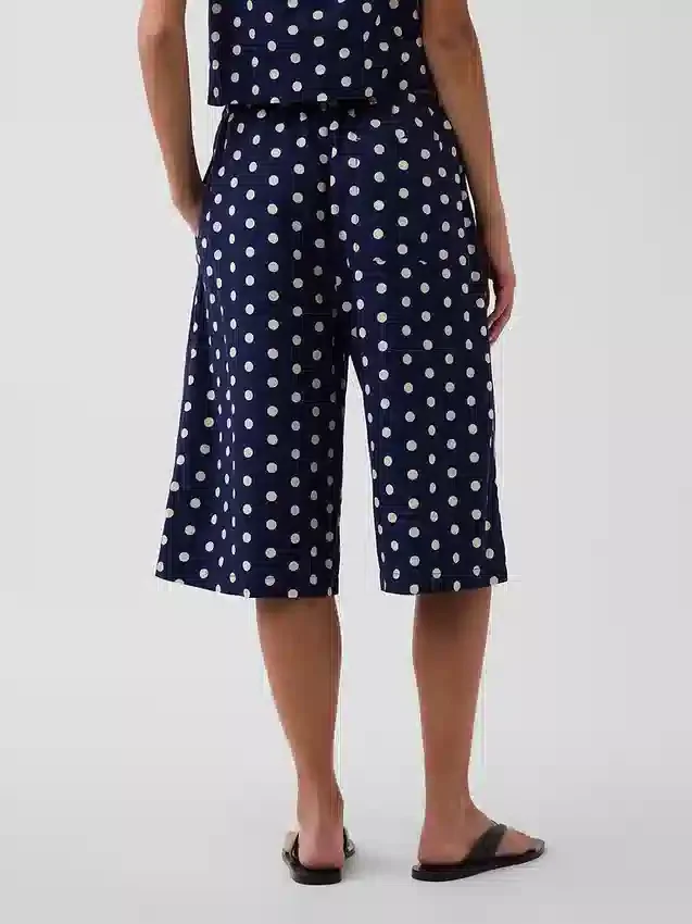 Pantaloni culotte comodi e dalla vestibilità morbida in misto lino