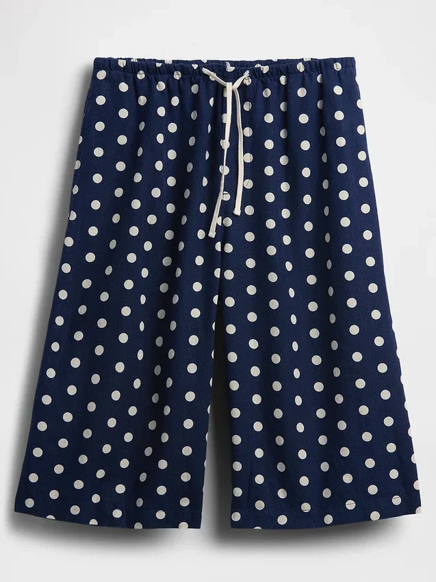 Pantaloni culotte comodi e dalla vestibilità morbida in misto lino