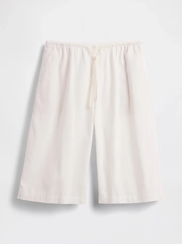 Pantaloni culotte comodi e dalla vestibilità morbida in misto lino