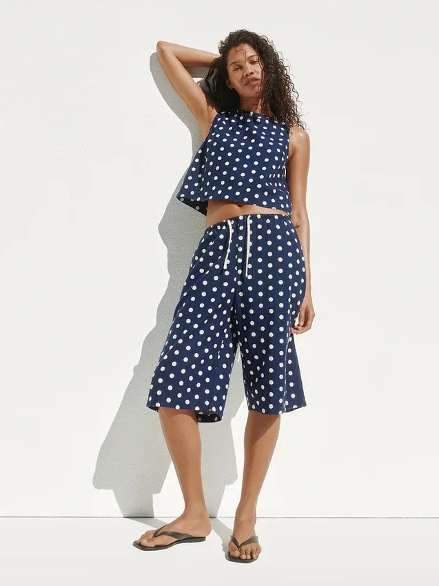 Pantaloni culotte comodi e dalla vestibilità morbida in misto lino