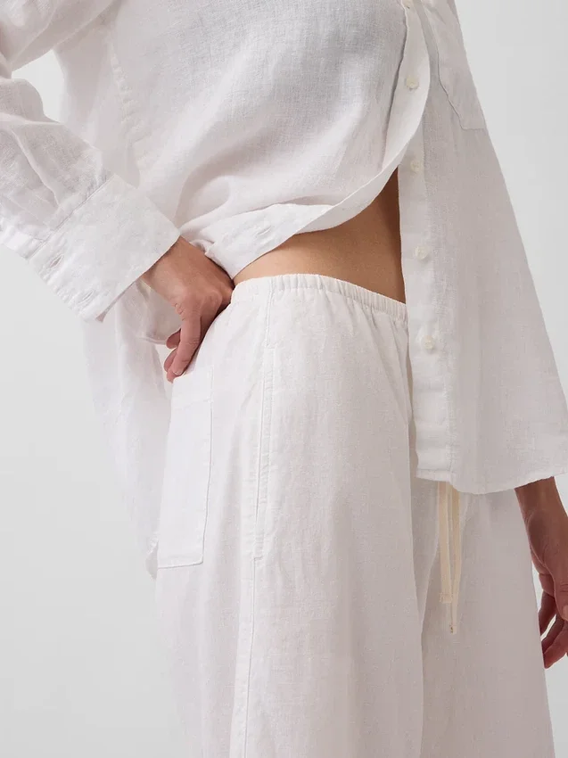 Pantaloni culotte comodi e dalla vestibilità morbida in misto lino