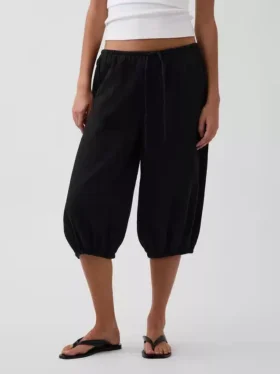 Pantaloni culotte in garza di cotone