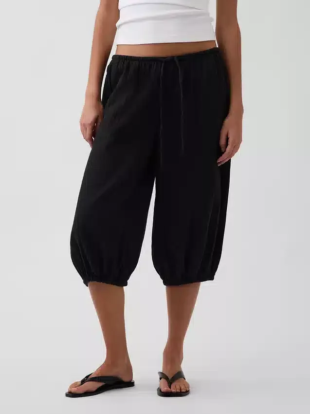 Pantaloni culotte in garza di cotone