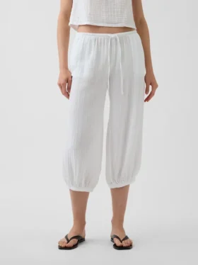 Pantaloni culotte in garza di cotone