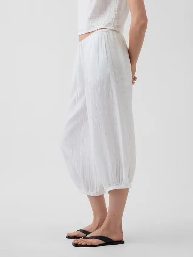 Pantaloni culotte in garza di cotone