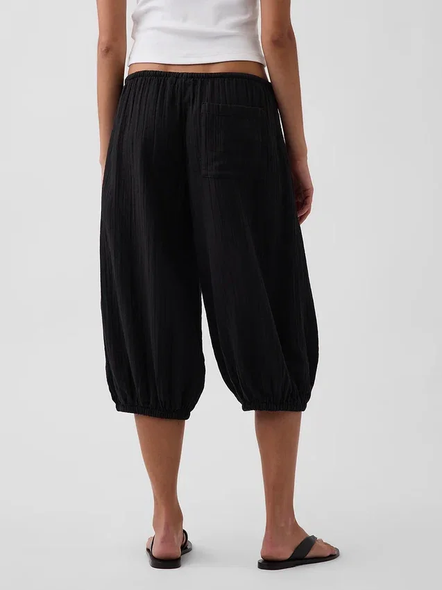 Pantaloni culotte in garza di cotone