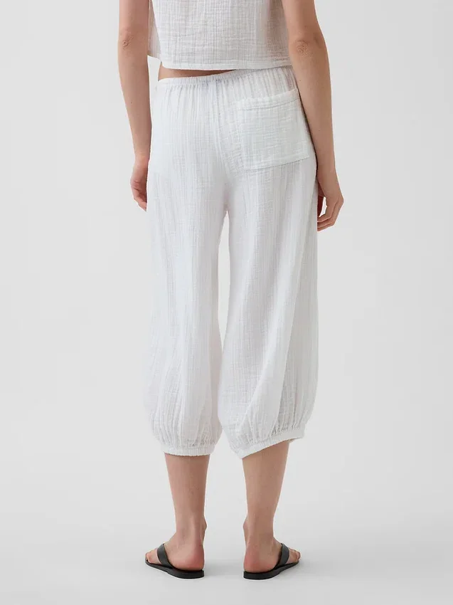 Pantaloni culotte in garza di cotone