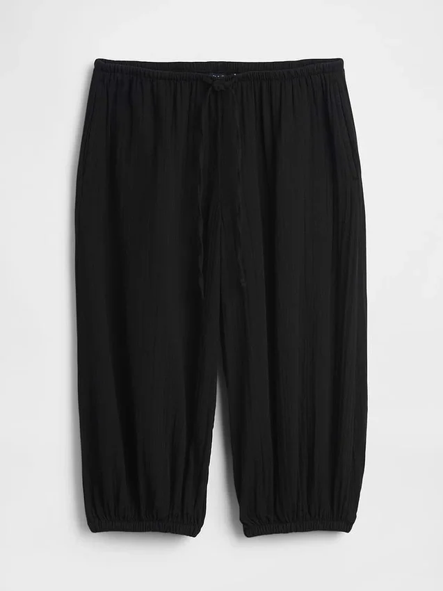 Pantaloni culotte in garza di cotone