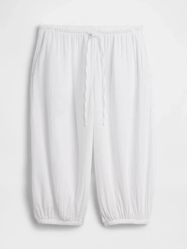 Pantaloni culotte in garza di cotone