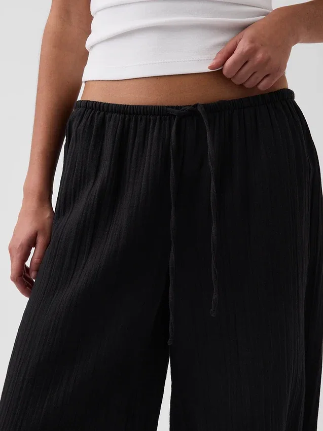 Pantaloni culotte in garza di cotone