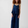Pantaloni da bambino in garza di cotone dal taglio comodo e a gamba larga
