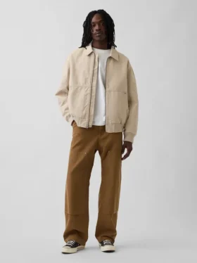 Pantaloni da carpentiere in tela ampia anni ’90 con rinforzi sulle ginocchia