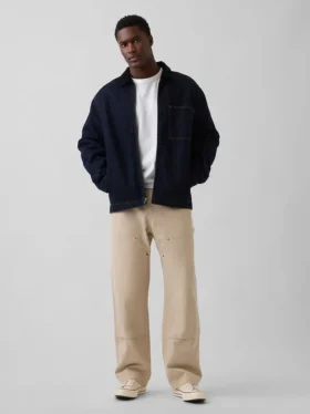 Pantaloni da carpentiere in tela ampia anni ’90 con rinforzi sulle ginocchia