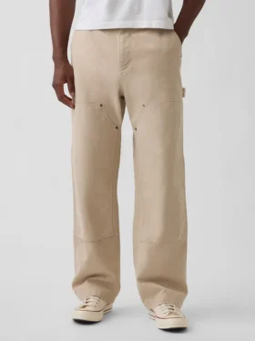 Pantaloni da carpentiere in tela ampia anni ’90 con rinforzi sulle ginocchia