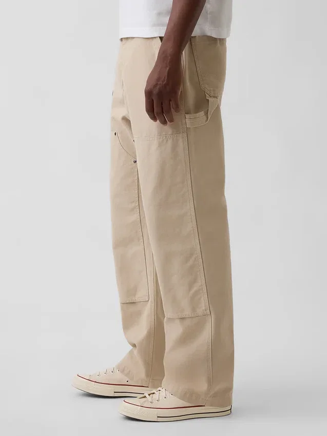 Pantaloni da carpentiere in tela ampia anni ’90 con rinforzi sulle ginocchia