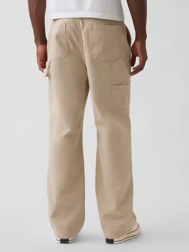 Pantaloni da carpentiere in tela ampia anni ’90 con rinforzi sulle ginocchia