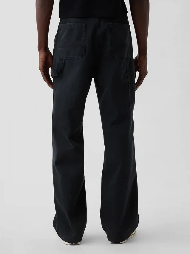 Pantaloni da carpentiere in tela ampia anni ’90 con rinforzi sulle ginocchia
