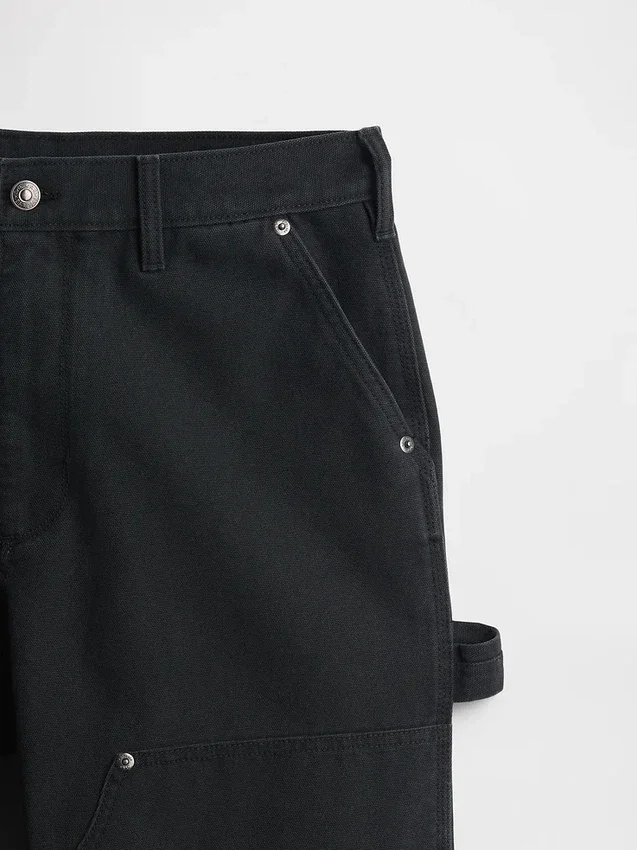 Pantaloni da carpentiere in tela ampia anni ’90 con rinforzi sulle ginocchia