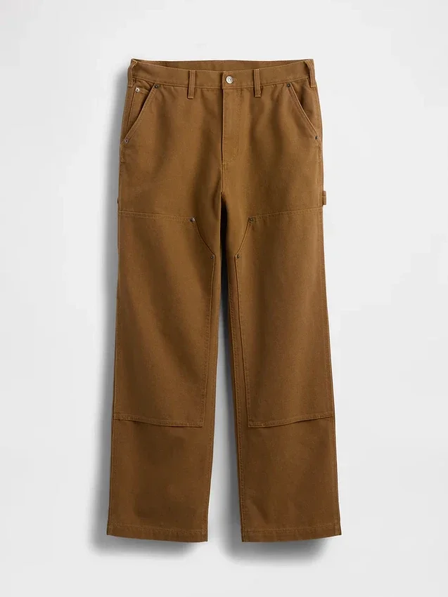 Pantaloni da carpentiere in tela ampia anni ’90 con rinforzi sulle ginocchia