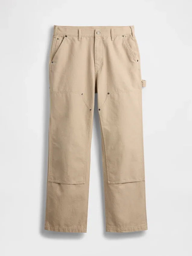 Pantaloni da carpentiere in tela ampia anni ’90 con rinforzi sulle ginocchia