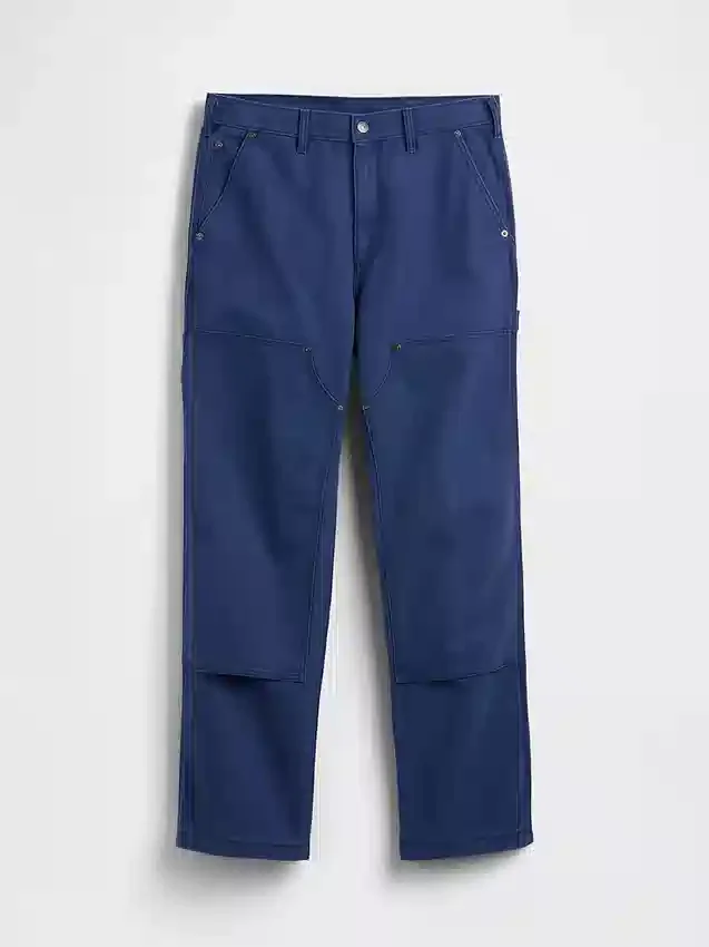 Pantaloni da carpentiere in tela ampia anni ’90 con rinforzi sulle ginocchia