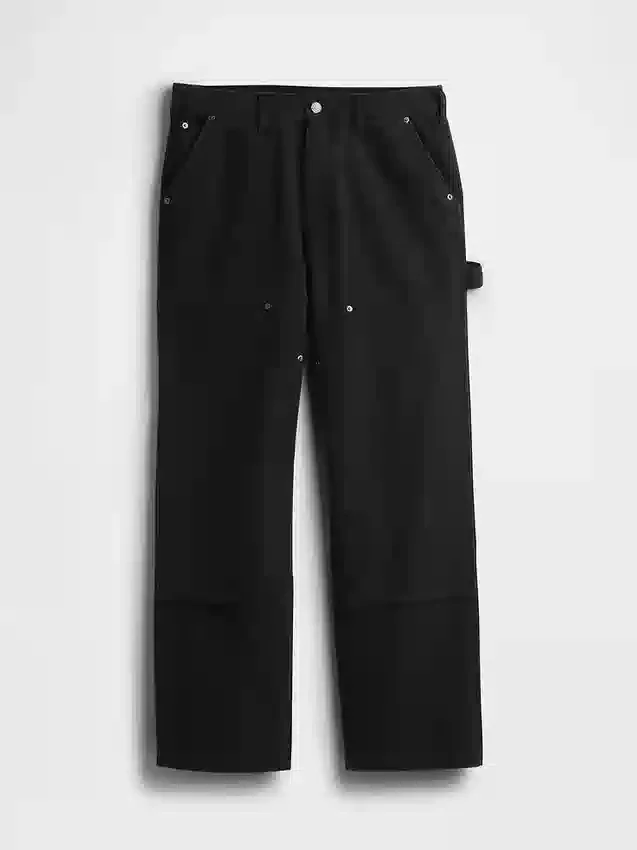 Pantaloni da carpentiere in tela ampia anni ’90 con rinforzi sulle ginocchia