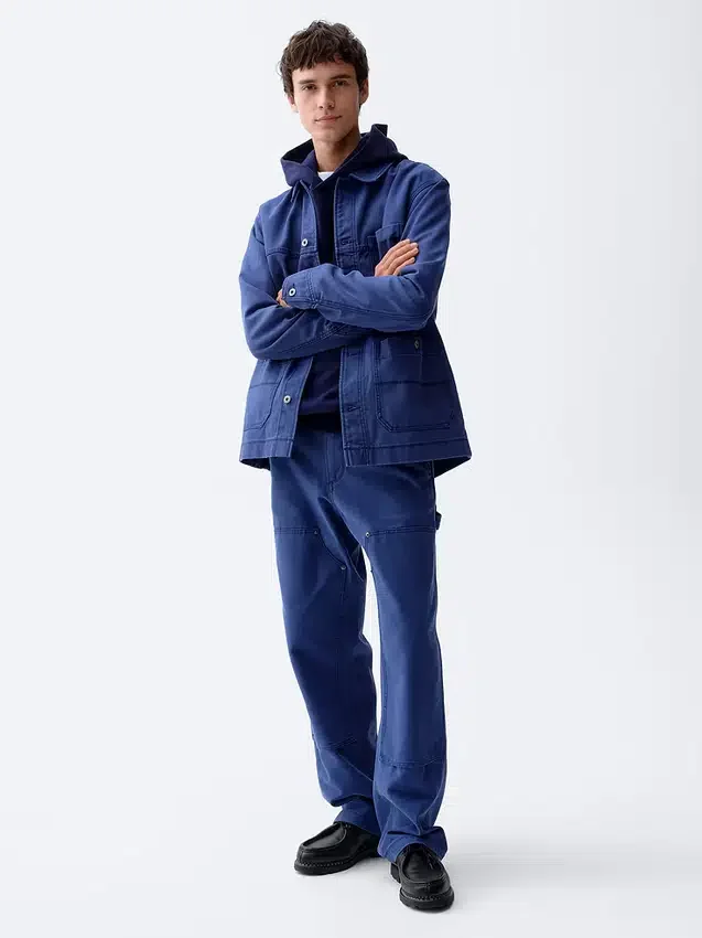 Pantaloni da carpentiere in tela ampia anni ’90 con rinforzi sulle ginocchia