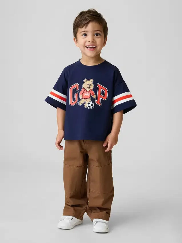 Pantaloni da carpentiere larghi con doppio rinforzo sulle ginocchia, da infilare, per bambini piccoli