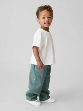Pantaloni da carpentiere larghi con doppio rinforzo sulle ginocchia, da infilare, per bambini piccoli