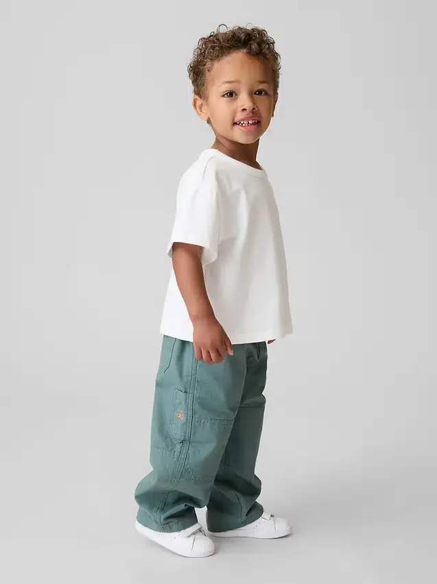 Pantaloni da carpentiere larghi con doppio rinforzo sulle ginocchia, da infilare, per bambini piccoli