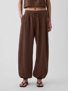 Pantaloni da jogging comodi in garza di cotone