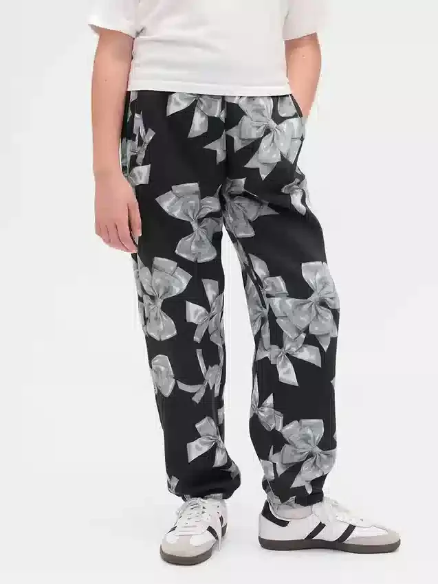 Pantaloni da jogging da bambino con fiocco, vestibilità comoda