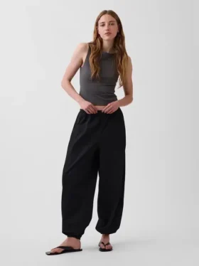 Pantaloni da jogging larghi e comodi in popeline di cotone biologico