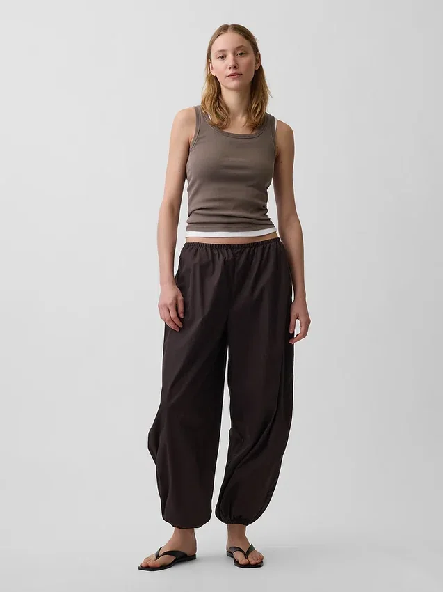 Pantaloni da jogging larghi e comodi in popeline di cotone biologico