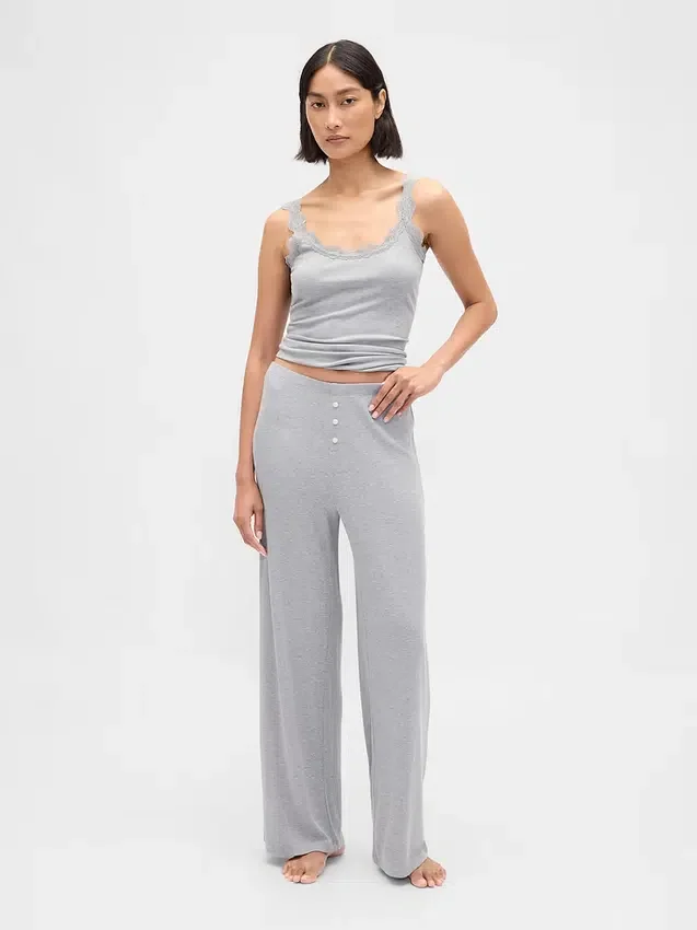Pantaloni da pigiama a gamba larga con mini coste