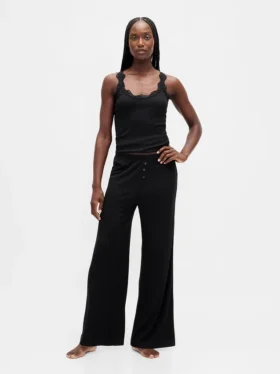 Pantaloni da pigiama a gamba larga con mini coste