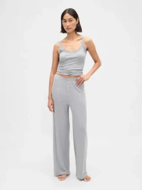 Pantaloni da pigiama a gamba larga con mini coste