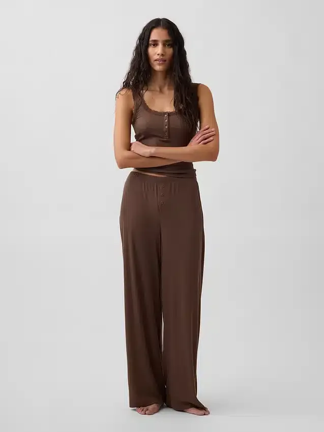 Pantaloni da pigiama a gamba larga con mini coste