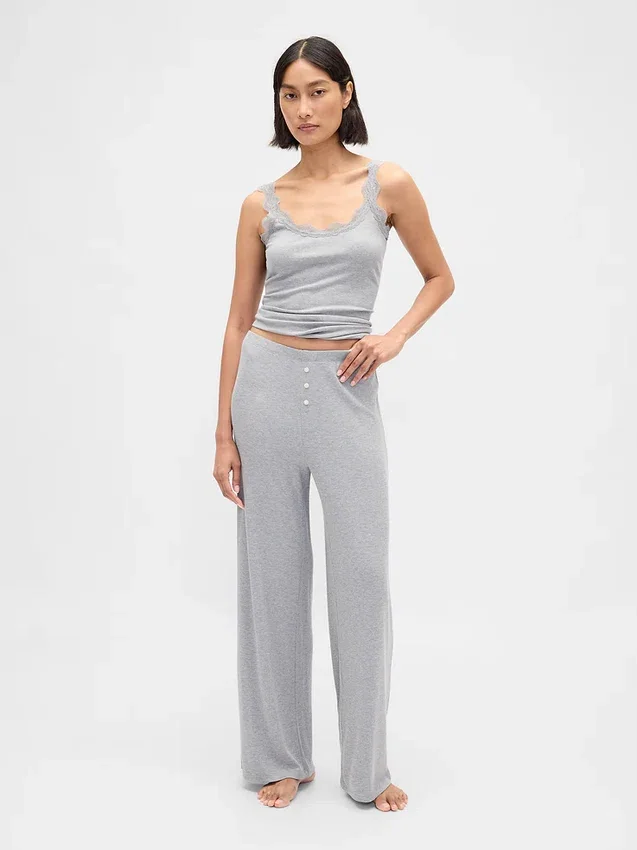 Pantaloni da pigiama a gamba larga con mini coste