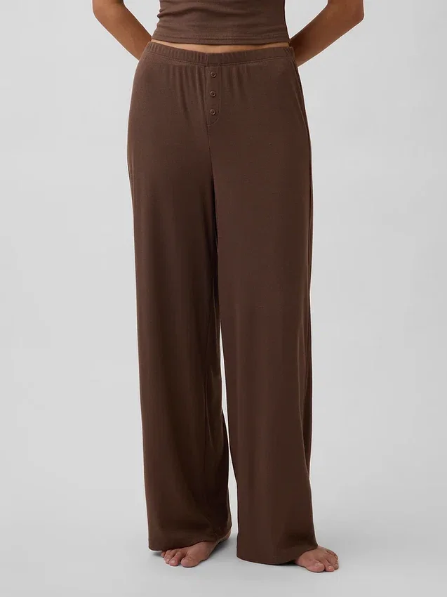 Pantaloni da pigiama a gamba larga con mini coste