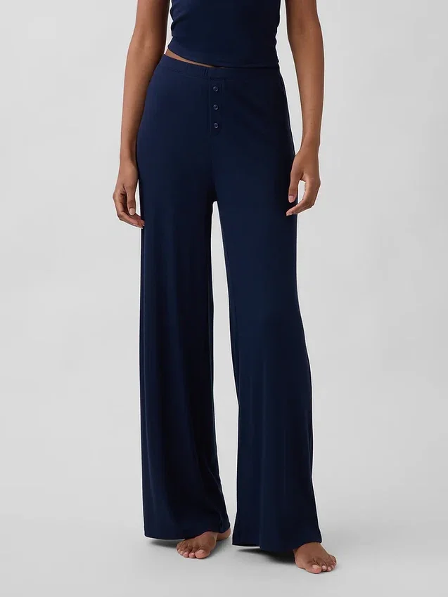 Pantaloni da pigiama a gamba larga con mini coste