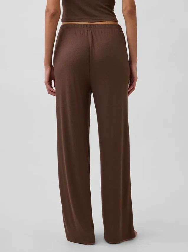 Pantaloni da pigiama a gamba larga con mini coste