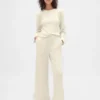 Pantaloni da pigiama a gamba larga in tessuto a nido d’ape