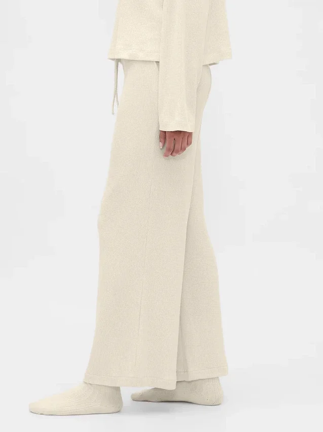 Pantaloni da pigiama a gamba larga in tessuto a nido d’ape