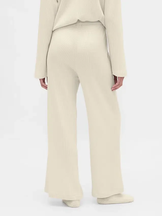Pantaloni da pigiama a gamba larga in tessuto a nido d’ape