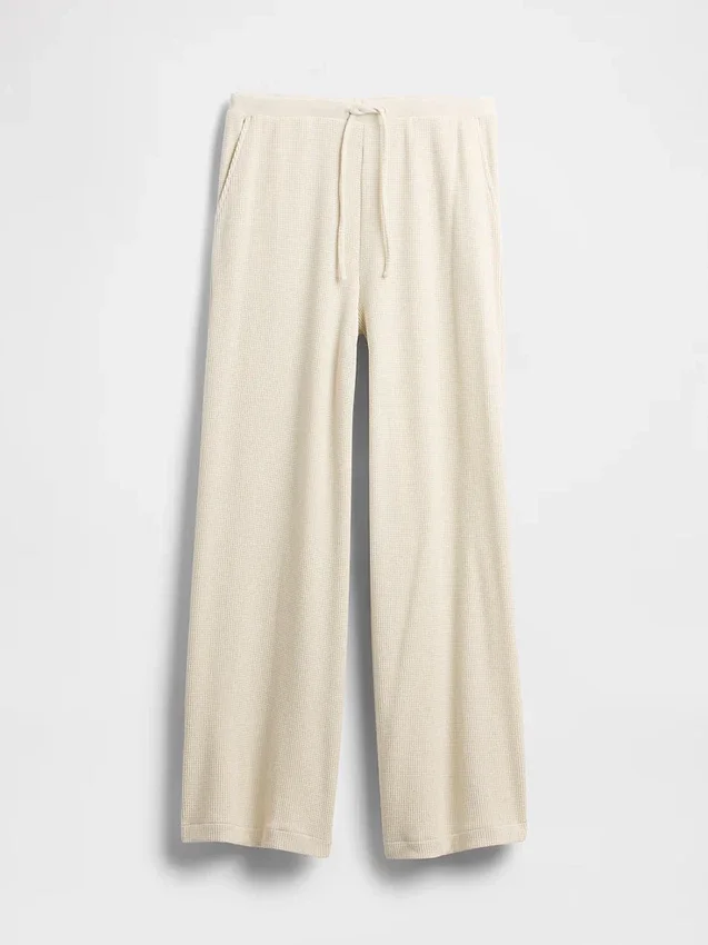 Pantaloni da pigiama a gamba larga in tessuto a nido d’ape