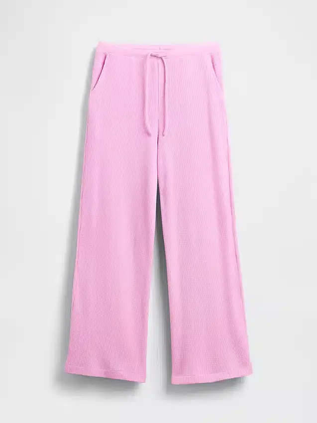 Pantaloni da pigiama a gamba larga in tessuto a nido d’ape