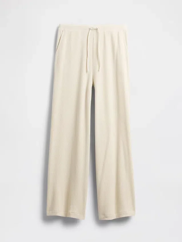 Pantaloni da pigiama a gamba larga in tessuto a nido d’ape