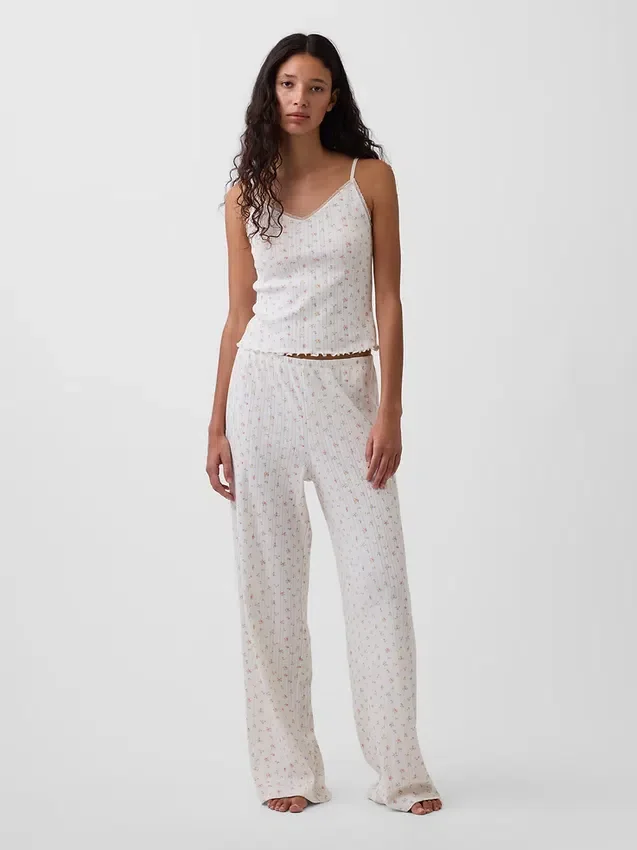 Pantaloni da pigiama in maglia pointelle