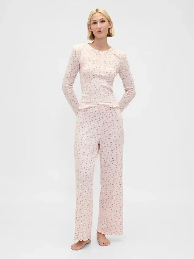 Pantaloni da pigiama in maglia pointelle